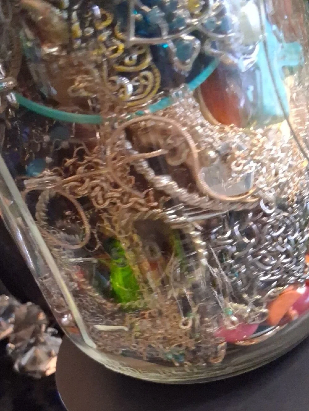Mystery Jewelry Jar 1/2 Gallon Mason Jar 5 Lbs . Lots Of Beautiful Jewelry.